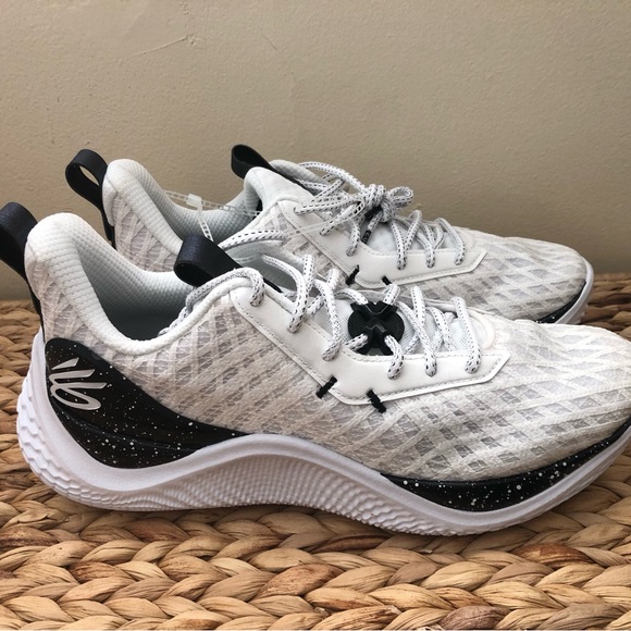 Under Armour Curry Flow 10 White and Black Sneakers